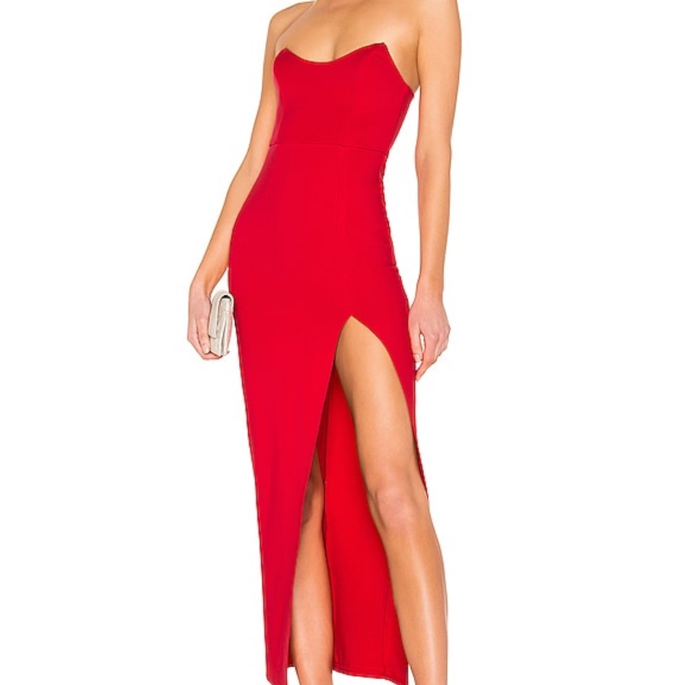 Ryleigh Strapless Maxi Dress in Red